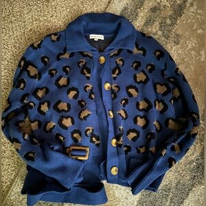 MOON RIVER boutique belted animal print sweater